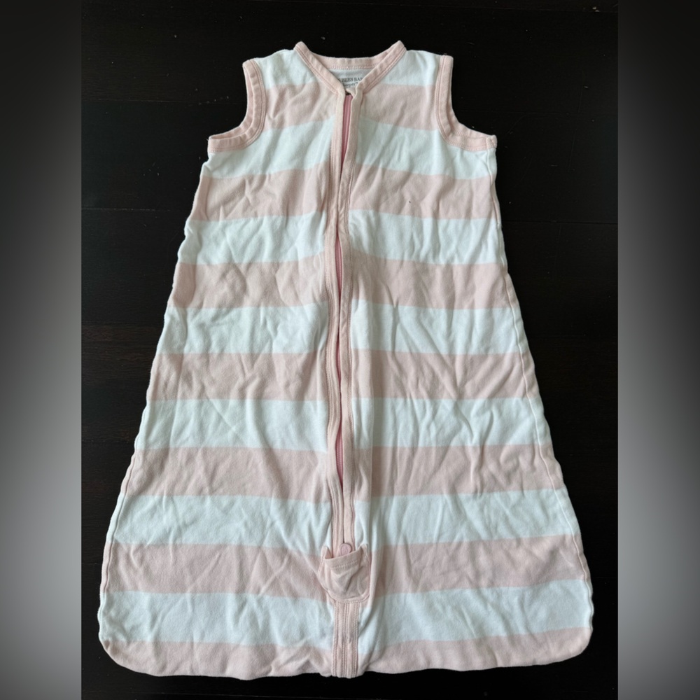 Sleeveless Pink & White Stripe Baby Sleep Sack